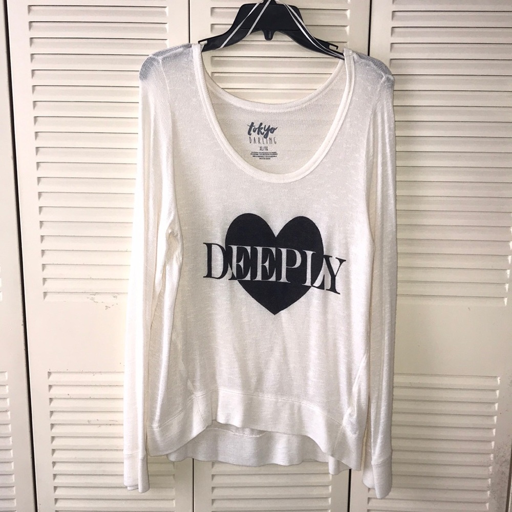 Aeropostale Black Deeply Heart Long Sleeve Shirt